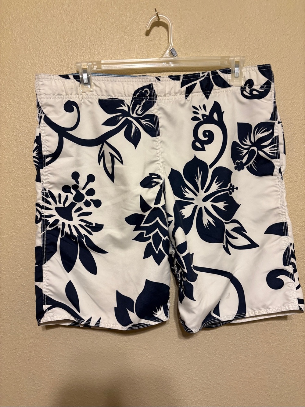Old Navy White & Navy Floral Swim Shorts